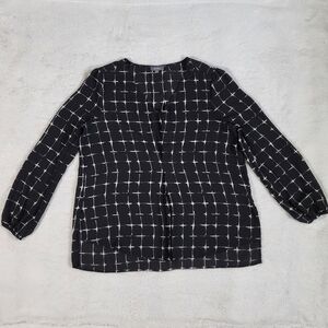 Neiman Marcus Black and White Boxy Blouse Size Large